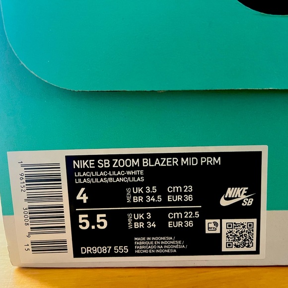 NIKE SB ZOOM BLAZER MID PRM Lilas White (Women 5.5 / Men 4) - Picture 2 of 8